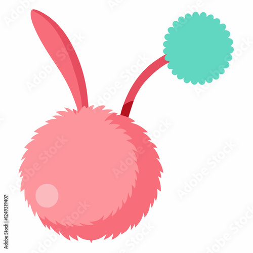 Bunny Tail Pom Pom in playful design on white background