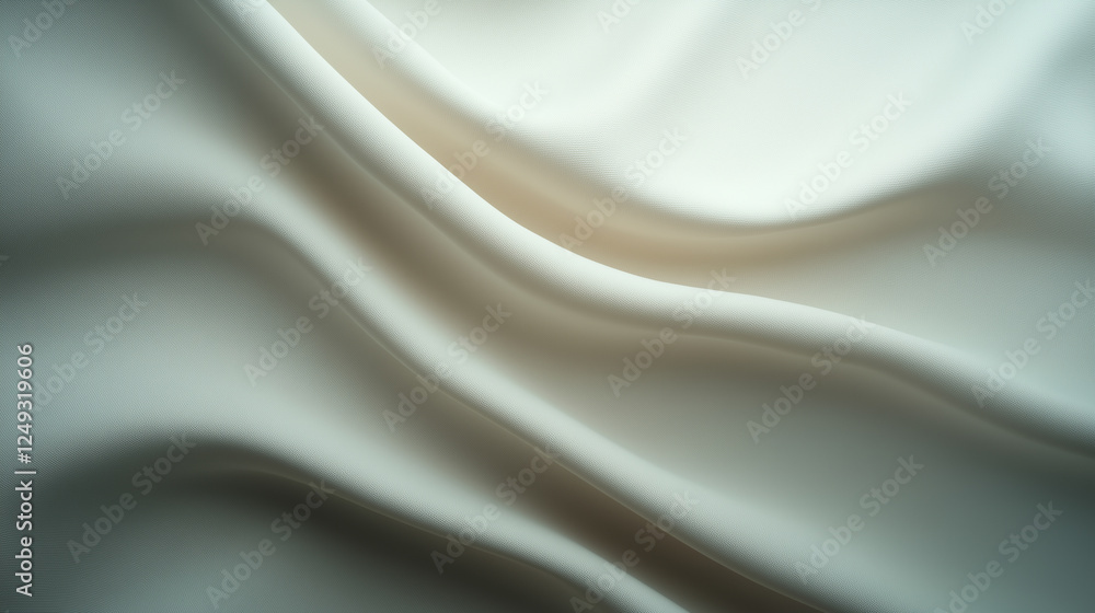 Naklejka premium Soft white fabric draping elegantly in natural light at a serene setting. Generative AI