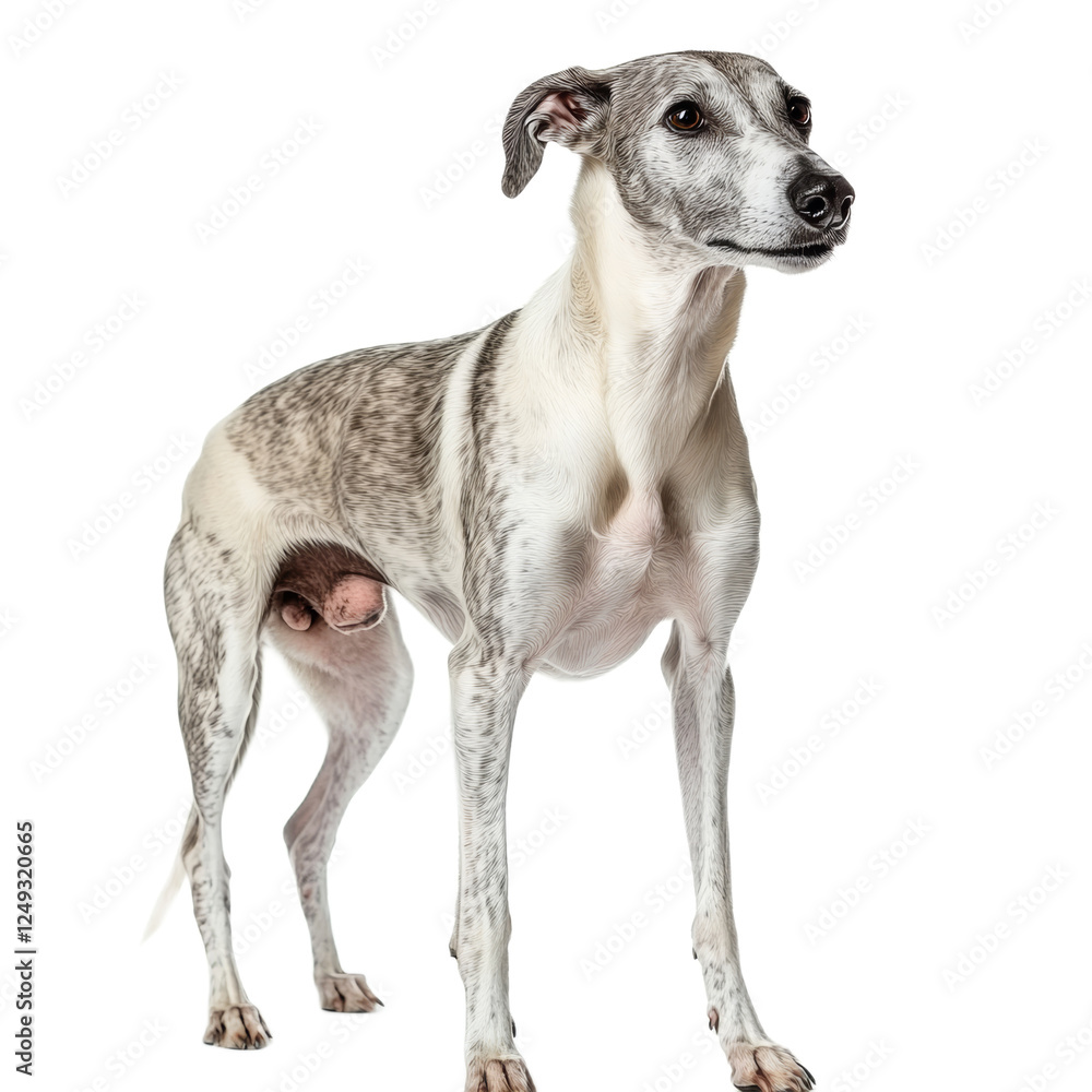 Whippet Dog Breed Standing on White Background Whippet Dog Breed Standing on White Background