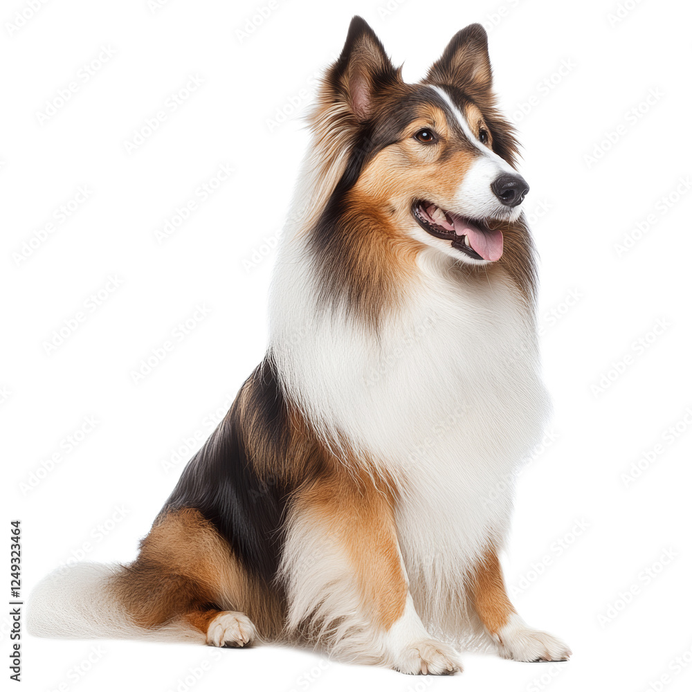 Adorable Shetland Sheepdog Sitting on White Background Adorable Shetland Sheepdog Sitting on White Background