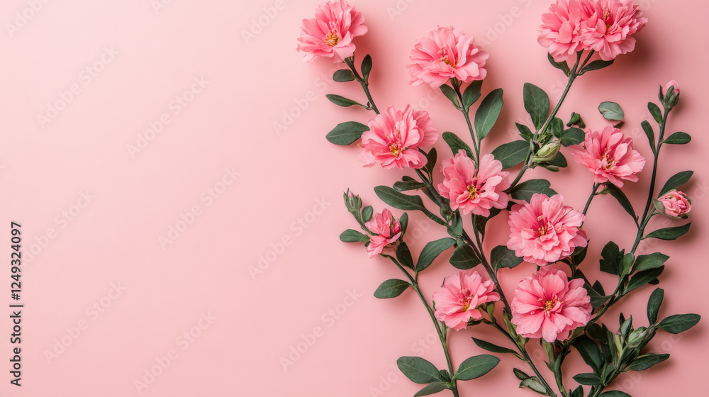 Naklejka premium Delicate pink flowers peaceful spring scene