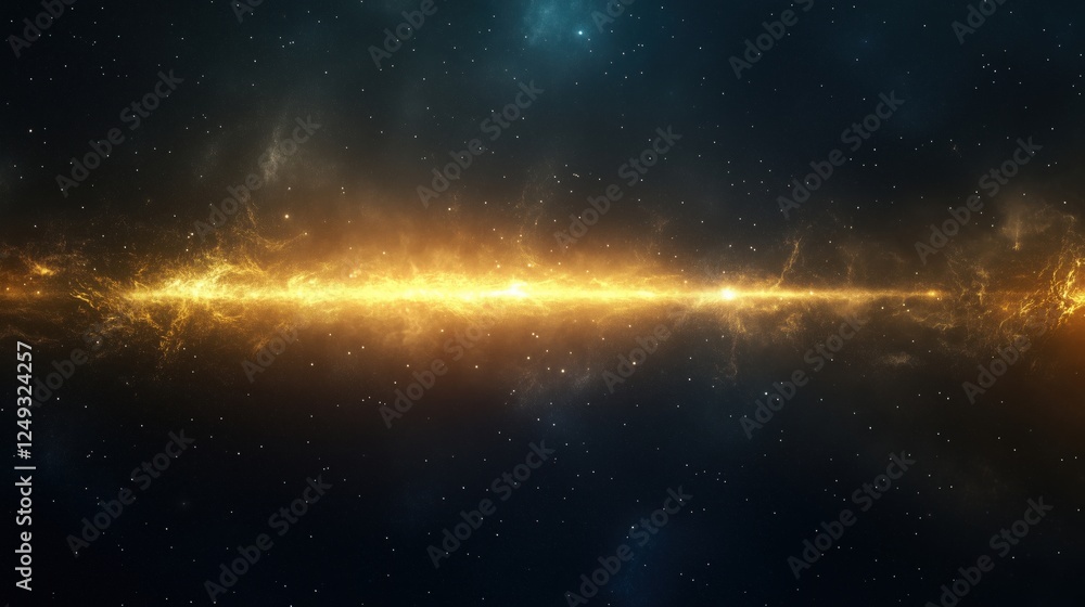 Fototapeta premium A stunning cosmic scene featuring a golden nebula against a starry background.
