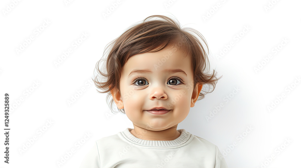light photo of cute little girl smiling isolated on white background, free copy space light photo of cute little girl smiling isolated on white background, free copy space