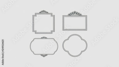 Decorative frames in various shapes and styles, perfect for showcasing artwork or photographs.