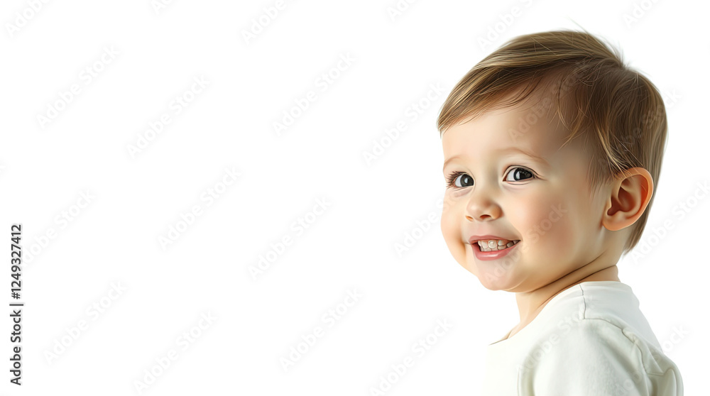 light photo of cute little girl smiling isolated on white background, free copy space light photo of cute little girl smiling isolated on white background, free copy space
