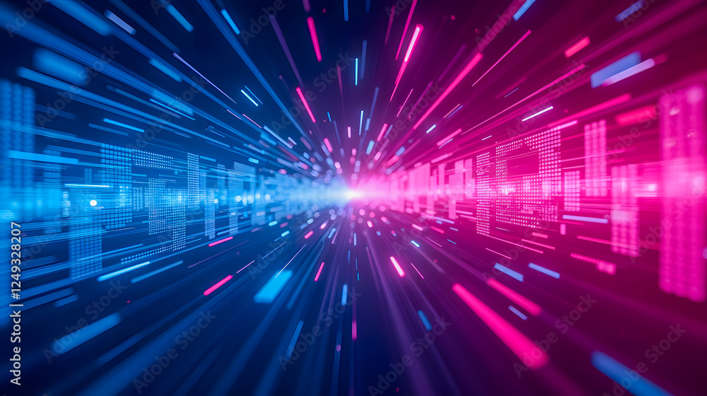 Obraz premium Abstract Digital Background with Blue and Pink Light Trails Representing Technology and Innovation in a Futuristic Environment