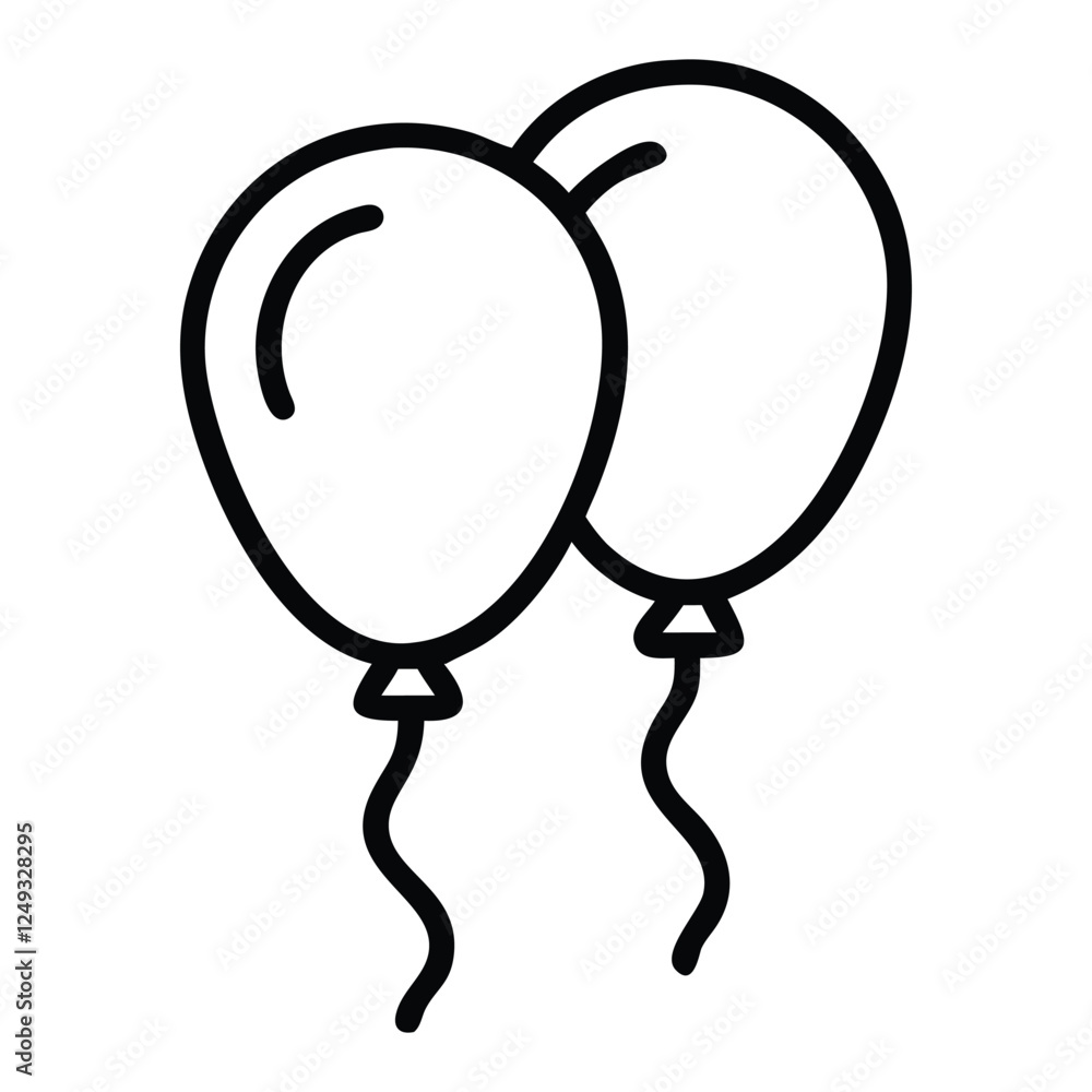 Birthday celebration line art balloon icon. Party balloon, Holiday symbol Birthday celebration line art balloon icon. Party balloon, Holiday symbol