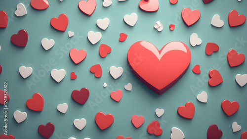  Love symbol, concept for Valentine's Day, wedding etc. Heart elements for love concept design. AI generated image