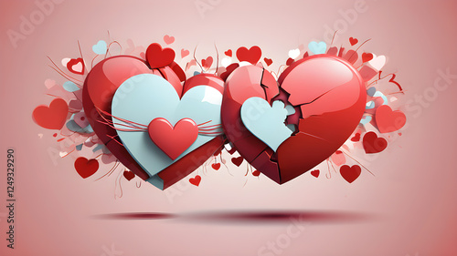  Love symbol, concept for Valentine's Day, wedding etc. Heart elements for love concept design. AI generated image