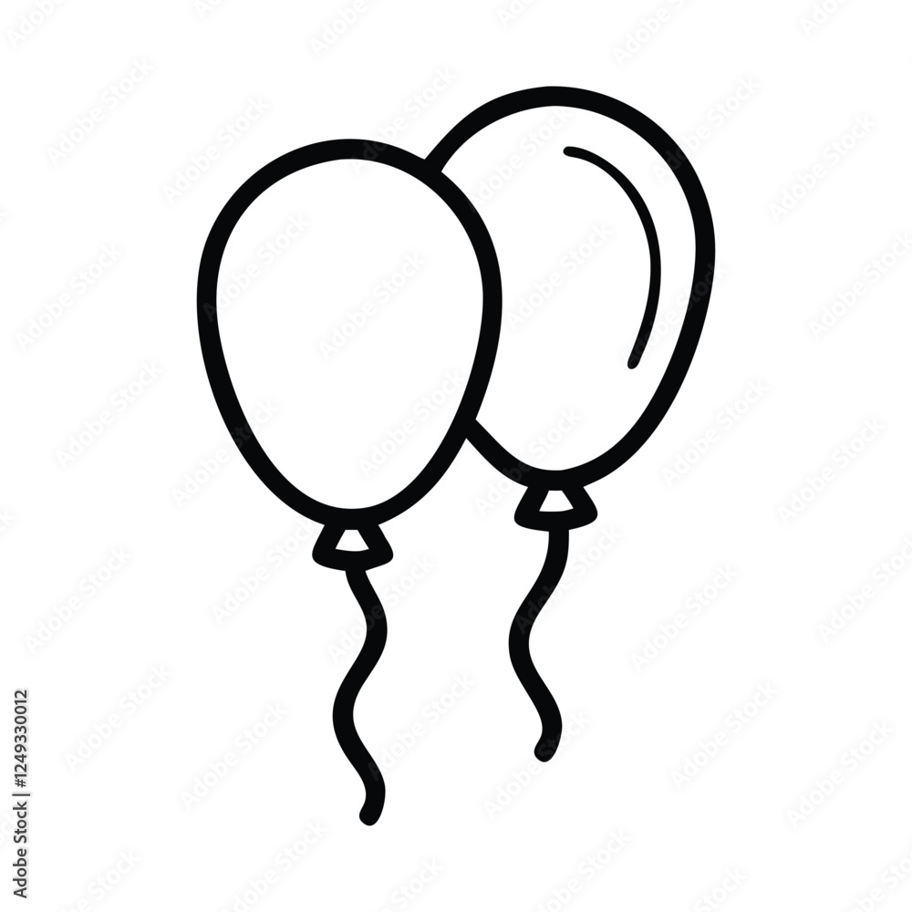 Birthday celebration line art balloon icon. Party balloon, Holiday symbol Birthday celebration line art balloon icon. Party balloon, Holiday symbol