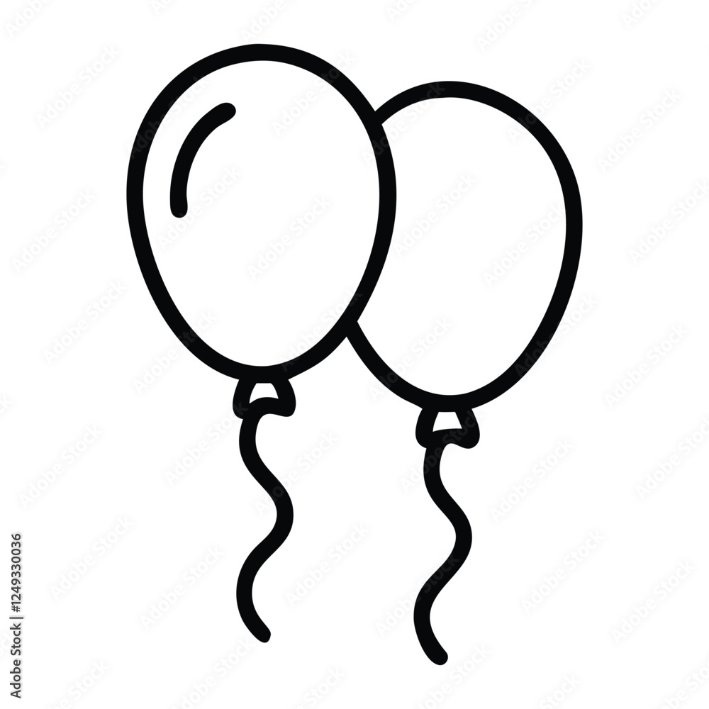 Birthday celebration line art balloon icon. Party balloon, Holiday symbol Birthday celebration line art balloon icon. Party balloon, Holiday symbol