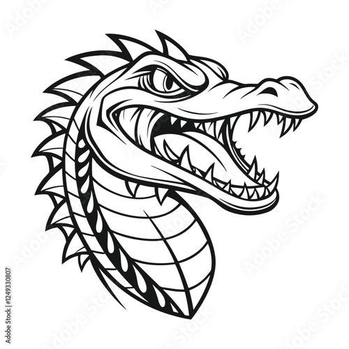 Angry Alligator face silhouette vector illustration design isolated on a white background