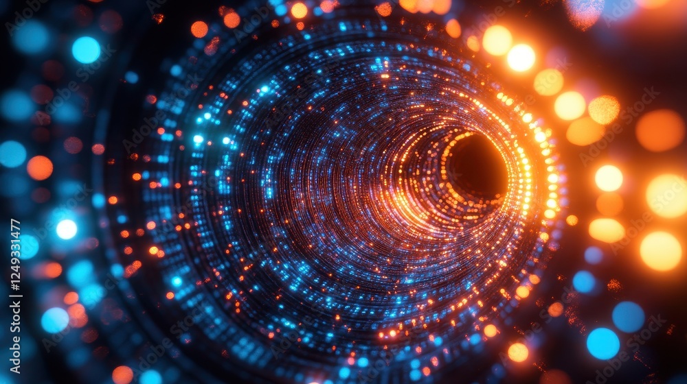 Abstract glowing tunnel, digital art, futuristic background, data visualization Abstract glowing tunnel, digital art, futuristic background, data visualization