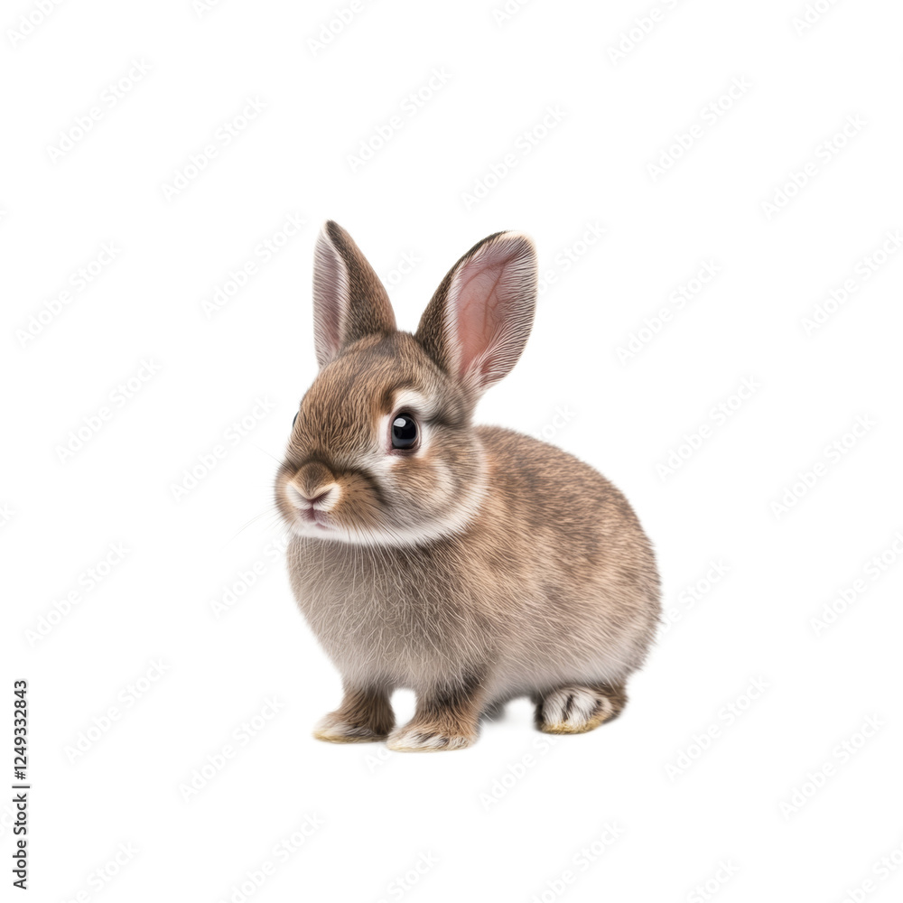 Fototapeta premium Adorable Baby Bunny Rabbit on White Background.