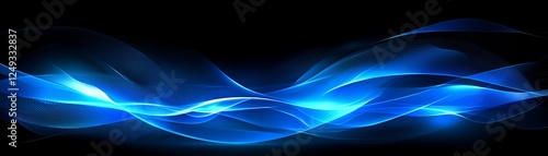 A mesmerizing display of blue waves flowing gracefully against a black background, evoking a sense of tranquility and movement.