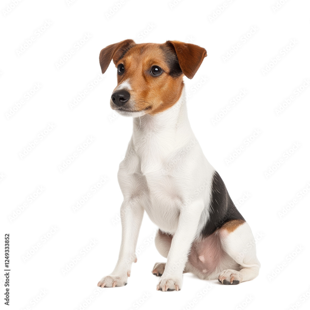 Adorable Jack Russell Terrier Puppy Sitting on White Background Adorable Jack Russell Terrier Puppy Sitting on White Background