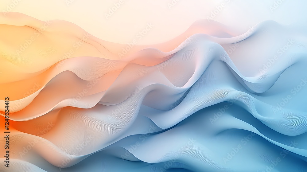 Serene Abstract Waves in Orange and Blue Serene Abstract Waves in Orange and Blue
