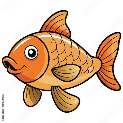 cartoon goldfish isolated on white