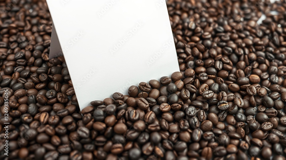 White Card Surrounded by Coffee Beans White Card Surrounded by Coffee Beans