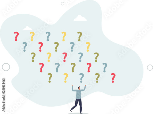 Business decision making doubt about options confusion .Choice about company work strategy.flat characters.