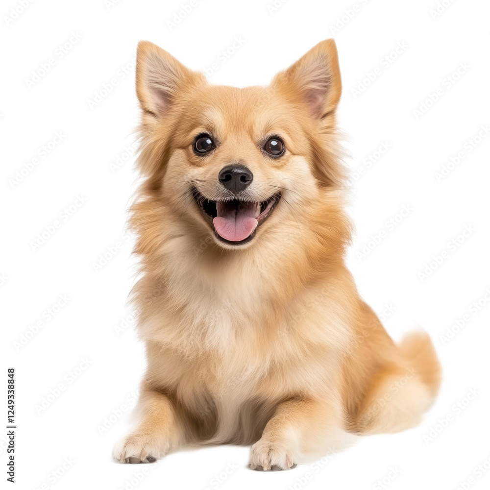 Happy Pomeranian Dog Sitting on White Background Happy Pomeranian Dog Sitting on White Background