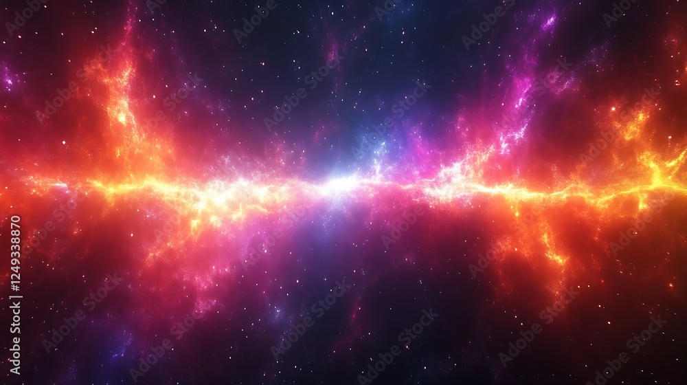 Fototapeta premium Cosmic Nebula with Vibrant Orange and Purple Hues