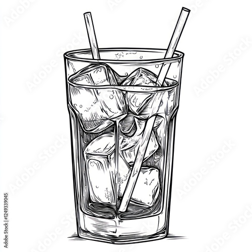 Hand-drawn glass of iced beverage photo