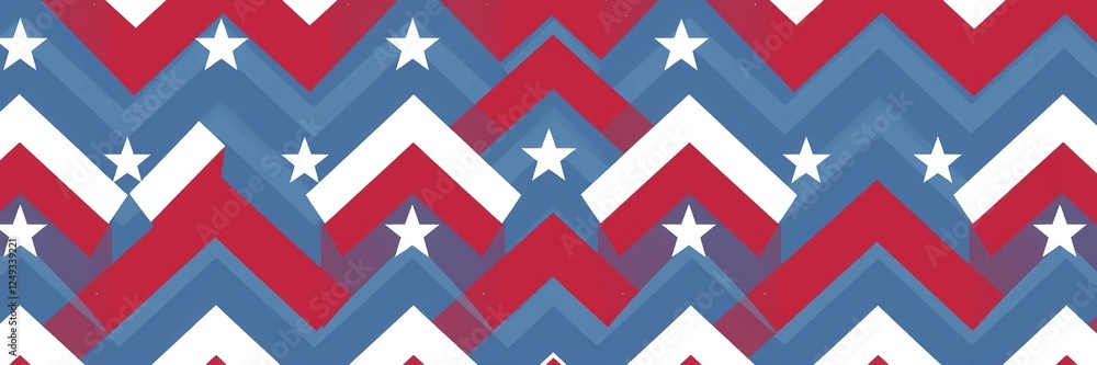 Obraz premium Chevron Stripes and Stars: A Patriotic Fusion