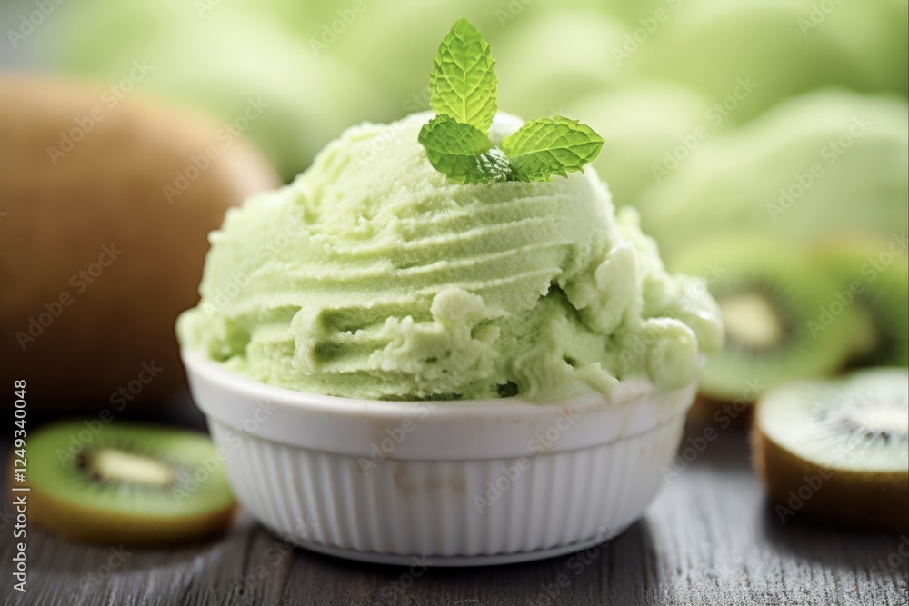 Refreshing Homemade Kiwi Sorbet: A Close-Up of Colorful and Creamy Dessert with Fresh and Fruity Flavor (3:2 aspect ratio) Refreshing Homemade Kiwi Sorbet: A Close-Up of Colorful and Creamy Dessert with Fresh and Fruity Flavor (3:2 aspect ratio)