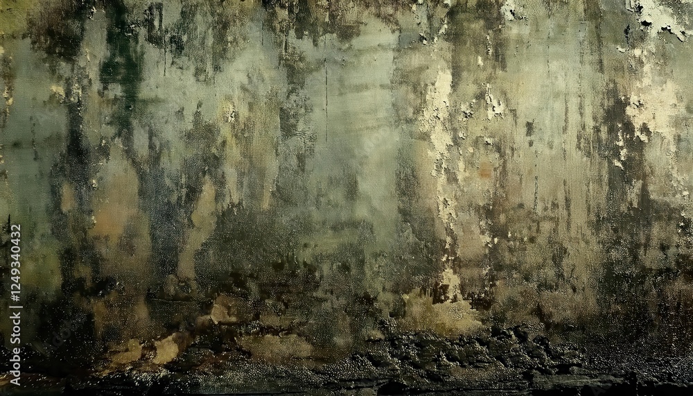 Obraz premium weathered abstract wall texture with muted green and brown tones, perfect for rustic background and artistic design