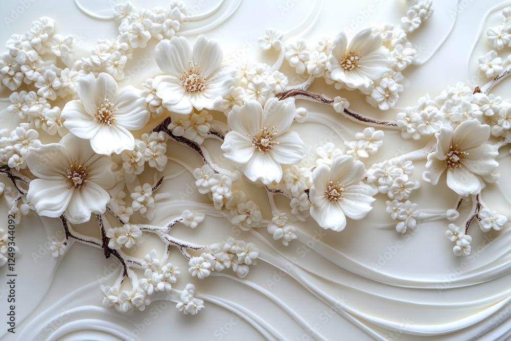 A transparent background featuring an isolated branch of white flowers A transparent background featuring an isolated branch of white flowers