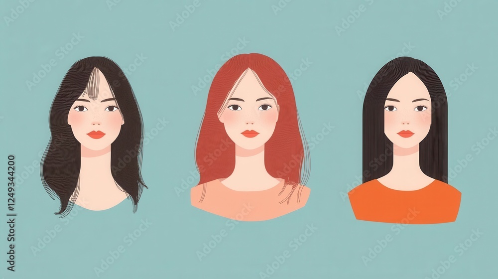 Diverse Women Portraits in Flat Design Style Diverse Women Portraits in Flat Design Style