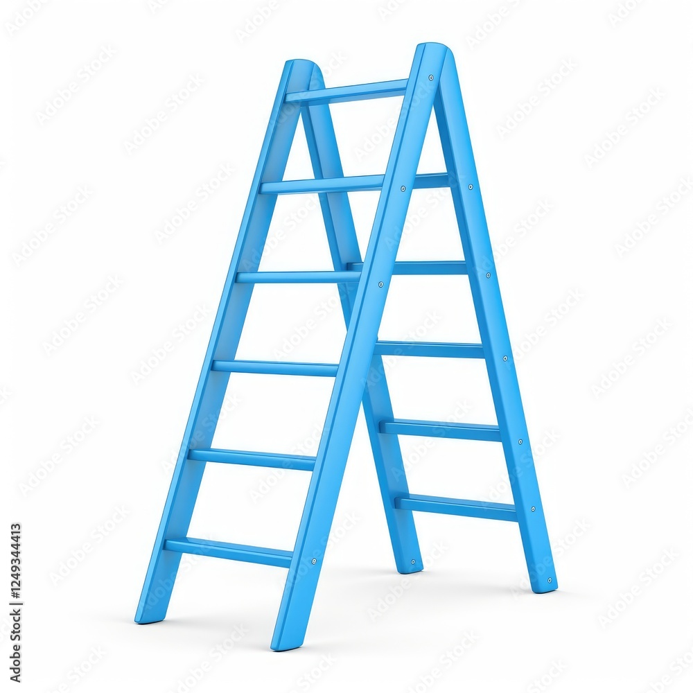 Bright Blue Step Ladder on a White Background for Home and Office Use Bright Blue Step Ladder on a White Background for Home and Office Use