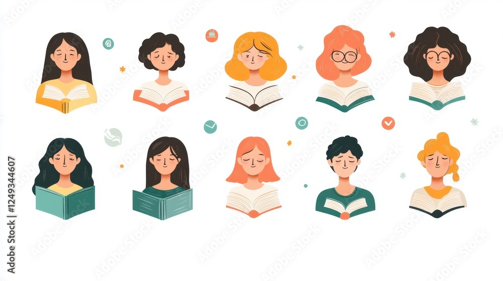 Diverse Characters Engaged in Reading Activities Diverse Characters Engaged in Reading Activities