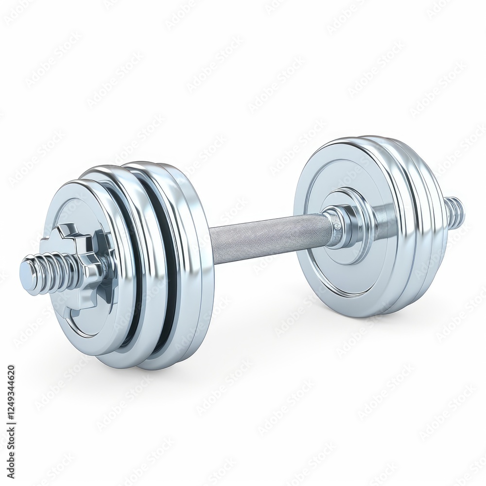 Silver Dumbbell Isolated on White Background for Fitness and Strength Training Silver Dumbbell Isolated on White Background for Fitness and Strength Training
