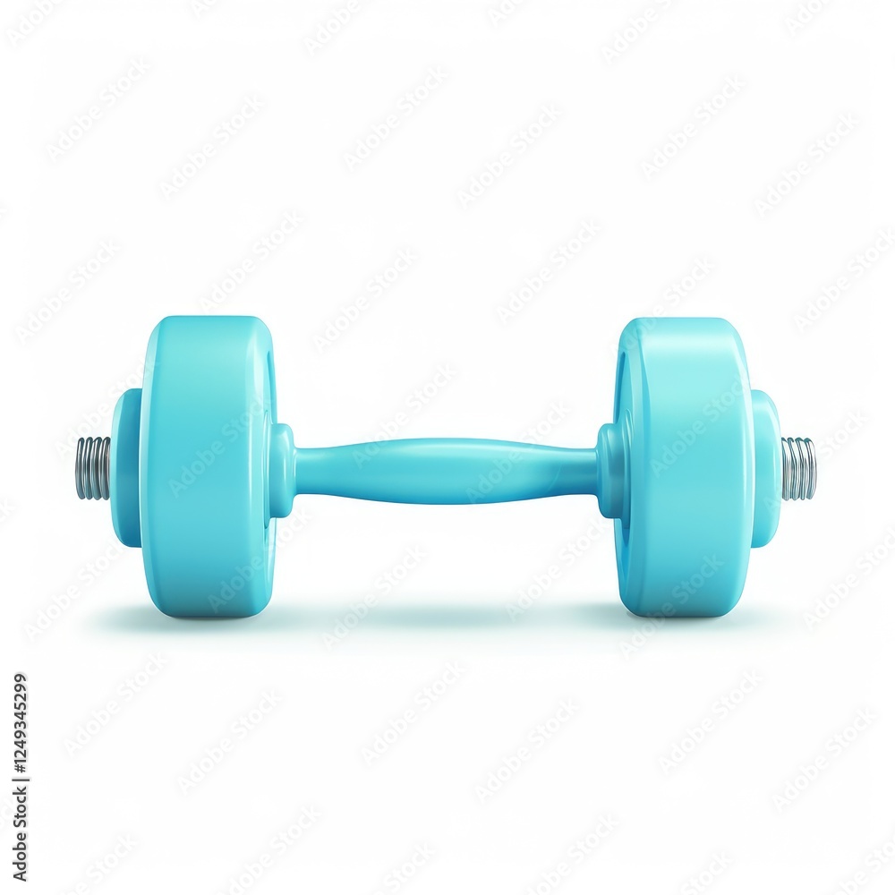 Obraz premium Blue Dumbbell on a White Background for Fitness and Exercise Use