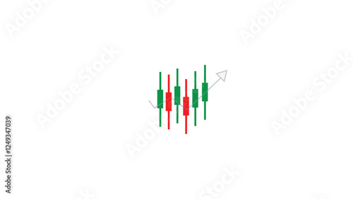 Financial chart with moving up market arrow graph in stock market on white background.