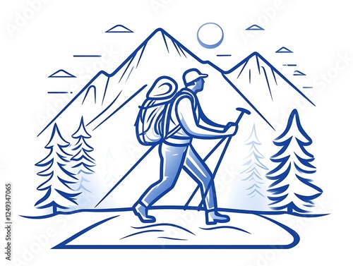 Line Art Hiker Logo photo