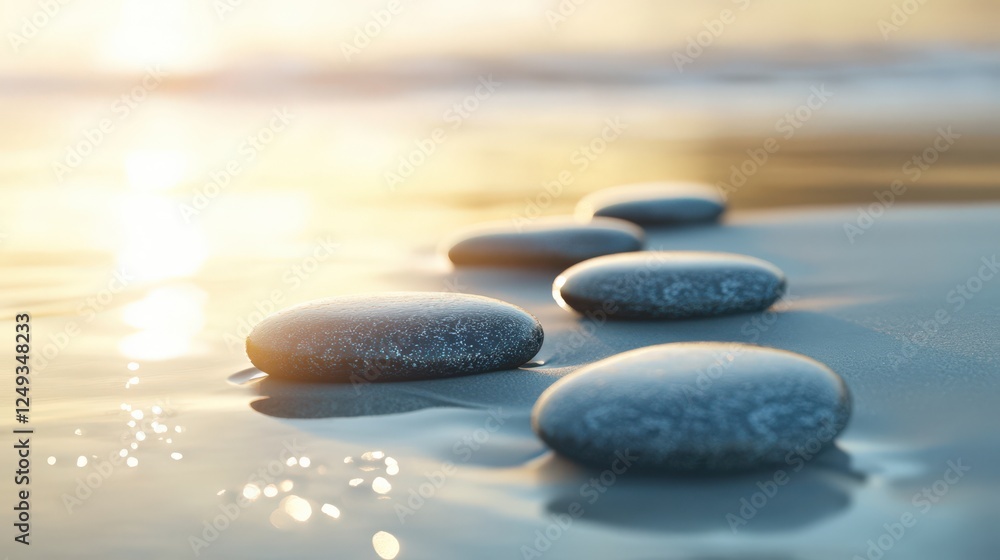 A row of smooth, gray rocks on a beach A row of smooth, gray rocks on a beach