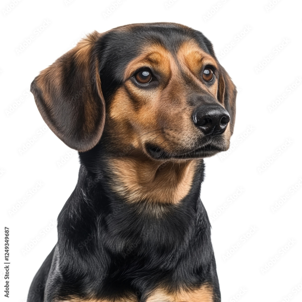Portrait of a Black and Tan Mixed Breed Dog