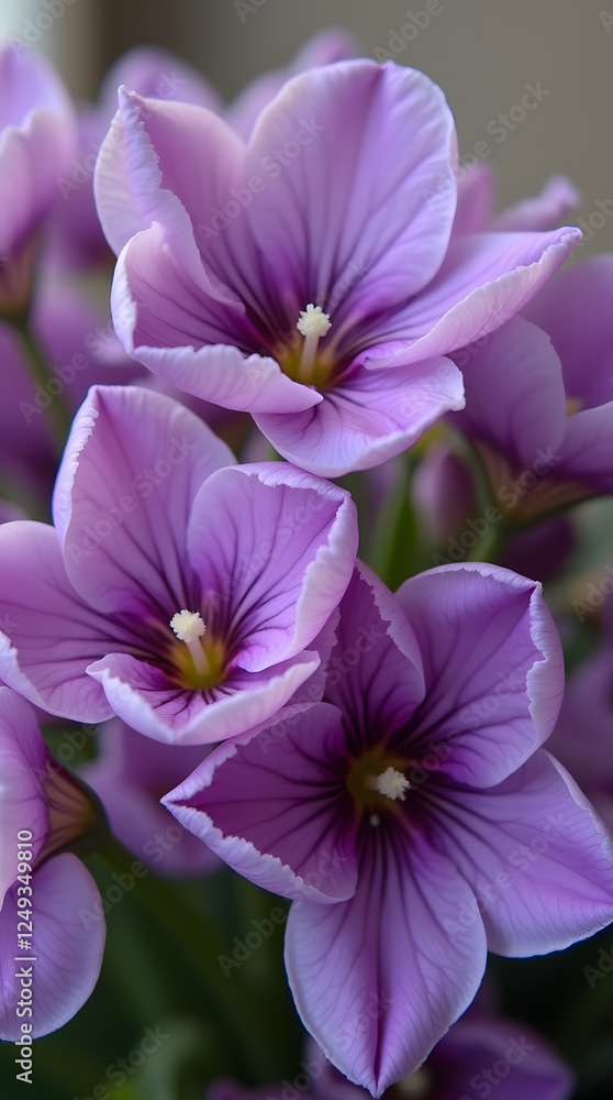 Beautiful purple blossoms celebrating International Women’s Day on March 8th, set against a colorful, softly blurred backdrop.