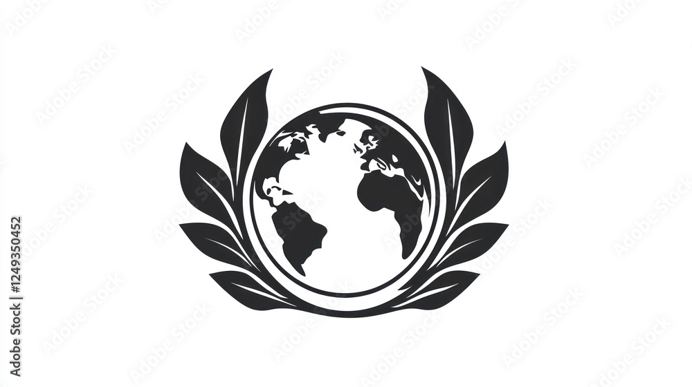 Earth Symbol with Leaves, Environmental Logo, Abstract Design Earth Symbol with Leaves, Environmental Logo, Abstract Design