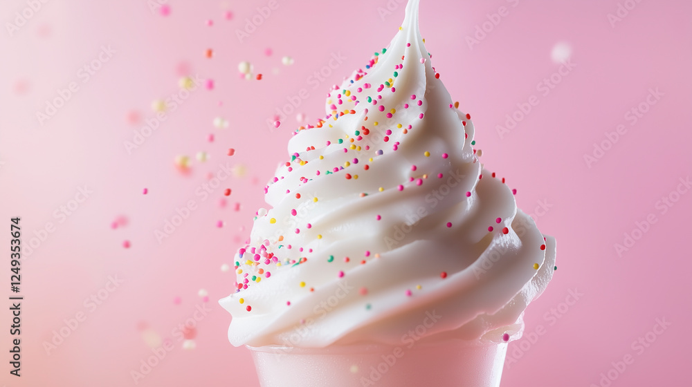 Swirled Whipped Cream Topped with Rainbow Sprinkles Swirled Whipped Cream Topped with Rainbow Sprinkles