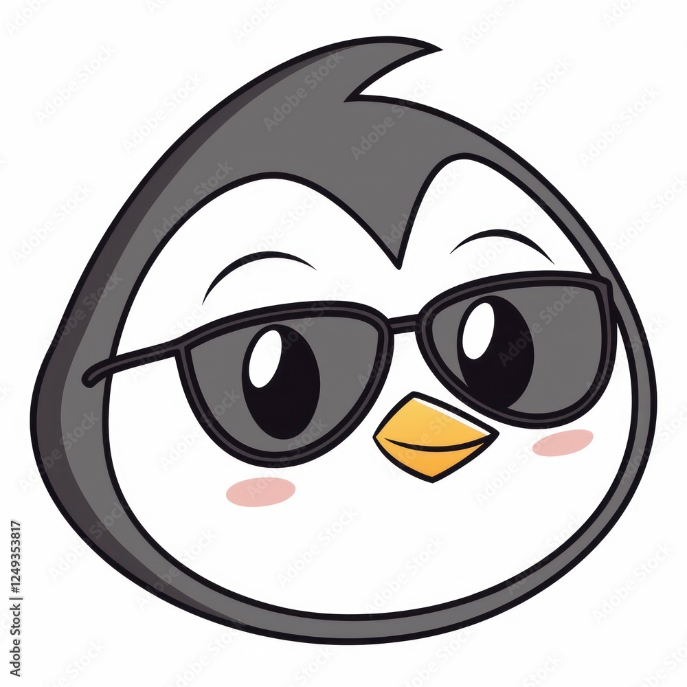 Cartoon Penguin Avatar with Sunglasses and Playful Expression Cartoon Penguin Avatar with Sunglasses and Playful Expression