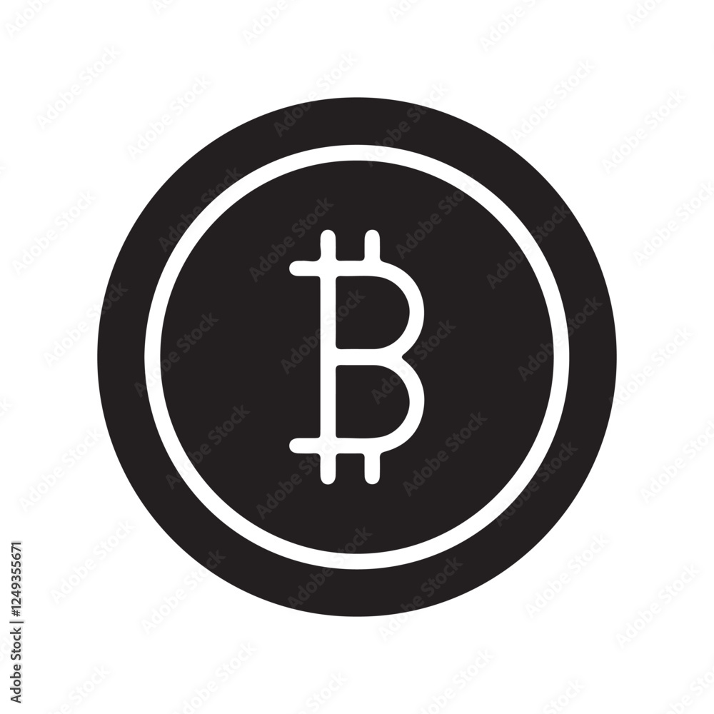 Simple black and white Bitcoin logo graphic Simple black and white Bitcoin logo graphic