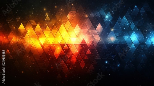 Abstract fiery and icy triangles background