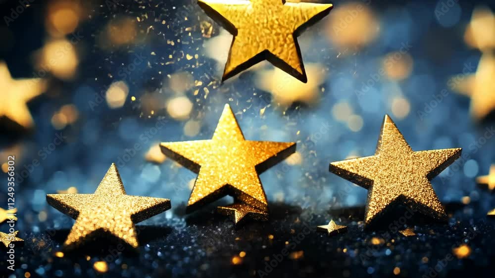 gold blue star bokeh light background gold blue star bokeh light background