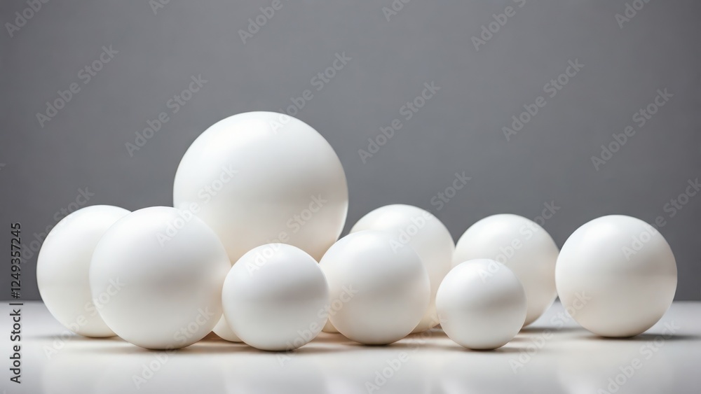 Minimalist White Spheres on a Clean Background with Soft Shadows Minimalist White Spheres on a Clean Background with Soft Shadows