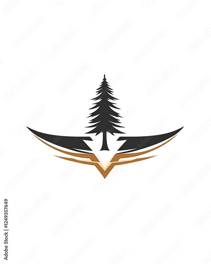 Carving Chisel with Tree Symbol Logo Carving Chisel with Tree Symbol Logo