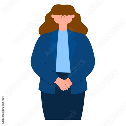 Business woman standing with a polite expression flat vector illustration